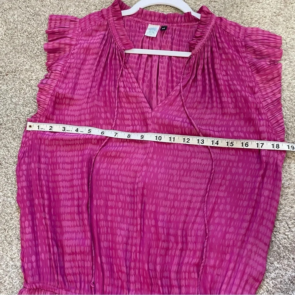Magenta Pink Musette Mini Dress Barbie Size Medium Tiered Ruffle Hem Rush Satin - Picture 8 of 14